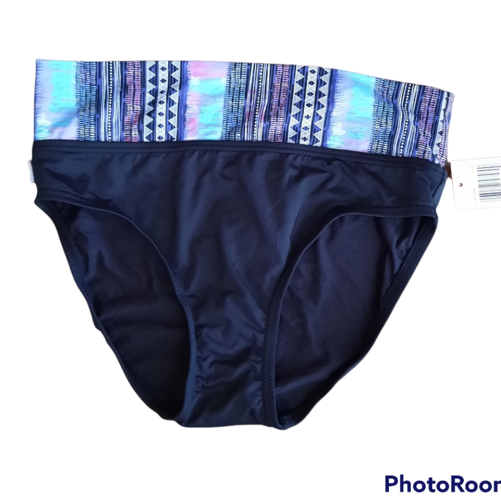 Captiva by Christina Bathing Suit Bottoms Perfect Blue Black Womens Size S New